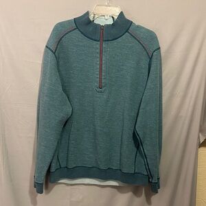 Tommy Bahama Teal Half-Zip Sweatshirt with Muted Teal Trim